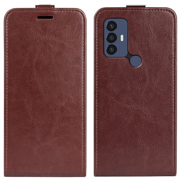 For TCL 30 SE/305/306 R64 Texture Single Vertical Flip Leather Phone Case(Brown)