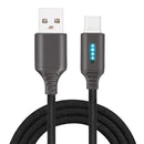USB-C / Type-C Interface Zinc Alloy Marquee Luminous Intelligent Automatic Power off Charging Data Cable(black)