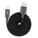 USB-C / Type-C Interface Zinc Alloy Marquee Luminous Intelligent Automatic Power off Charging Data Cable(black)