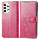 For Samsung Galaxy A73 5G Four-leaf Clasp Embossed Leather Phone Case(Rose Red)