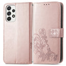 For Samsung Galaxy A73 5G Four-leaf Clasp Embossed Leather Phone Case(Rose Gold)