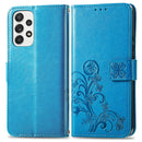 For Samsung Galaxy A73 5G Four-leaf Clasp Embossed Leather Phone Case(Blue)