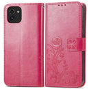 For Samsung Galaxy A03 Four-leaf Clasp Embossed Leather Phone Case(Rose Red)