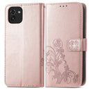 For Samsung Galaxy A03 Four-leaf Clasp Embossed Leather Phone Case(Rose Gold)