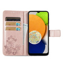 For Samsung Galaxy A03 Four-leaf Clasp Embossed Leather Phone Case(Rose Gold)