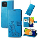 For Samsung Galaxy A03 Four-leaf Clasp Embossed Leather Phone Case(Blue)