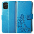 For Samsung Galaxy A03 Four-leaf Clasp Embossed Leather Phone Case(Blue)