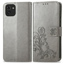 For Samsung Galaxy A03 Four-leaf Clasp Embossed Leather Phone Case(Grey)