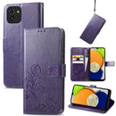For Samsung Galaxy A03 Four-leaf Clasp Embossed Leather Phone Case(Purple)
