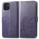 For Samsung Galaxy A03 Four-leaf Clasp Embossed Leather Phone Case(Purple)