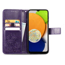 For Samsung Galaxy A03 Four-leaf Clasp Embossed Leather Phone Case(Purple)