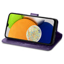 For Samsung Galaxy A03 Four-leaf Clasp Embossed Leather Phone Case(Purple)