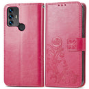 For TCL 30 SE Four-leaf Clasp Embossed Leather Phone Case(Magenta)
