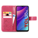For TCL 30 SE Four-leaf Clasp Embossed Leather Phone Case(Magenta)