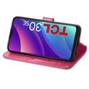 For TCL 30 SE Four-leaf Clasp Embossed Leather Phone Case(Magenta)