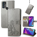 For TCL 30 SE Four-leaf Clasp Embossed Leather Phone Case(Gray)