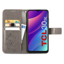 For TCL 30 SE Four-leaf Clasp Embossed Leather Phone Case(Gray)