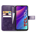 For TCL 30 SE Four-leaf Clasp Embossed Leather Phone Case(Purple)