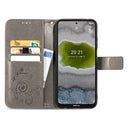 For Nokia X10 Four-leaf Clasp Embossed Leather Phone Case(Gray)