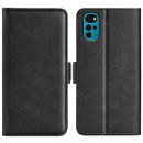 For Motorola Moto G22 4G Dual-side Magnetic Buckle Horizontal Flip Leather Phone Case(Black)