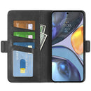 For Motorola Moto G22 4G Dual-side Magnetic Buckle Horizontal Flip Leather Phone Case(Black)
