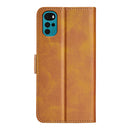 For Motorola Moto G22 4G Dual-side Magnetic Buckle Horizontal Flip Leather Phone Case(Yellow)