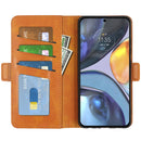 For Motorola Moto G22 4G Dual-side Magnetic Buckle Horizontal Flip Leather Phone Case(Yellow)