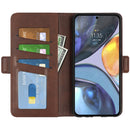 For Motorola Moto G22 4G Dual-side Magnetic Buckle Horizontal Flip Leather Phone Case(Brown)
