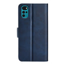 For Motorola Moto G22 4G Dual-side Magnetic Buckle Horizontal Flip Leather Phone Case(Dark Blue)