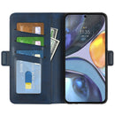 For Motorola Moto G22 4G Dual-side Magnetic Buckle Horizontal Flip Leather Phone Case(Dark Blue)