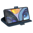 For Motorola Moto G22 4G Dual-side Magnetic Buckle Horizontal Flip Leather Phone Case(Dark Blue)
