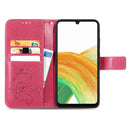 For Samsung Galaxy A13 4G Four-leaf Clasp Embossed Buckle Leather Phone Case(Rose Red)