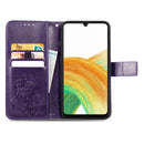 For Samsung Galaxy A13 4G Four-leaf Clasp Embossed Buckle Leather Phone Case(Purple)