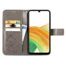For Samsung Galaxy A13 4G Four-leaf Clasp Embossed Buckle Leather Phone Case(Grey)