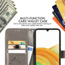 For Samsung Galaxy A13 4G Four-leaf Clasp Embossed Buckle Leather Phone Case(Grey)