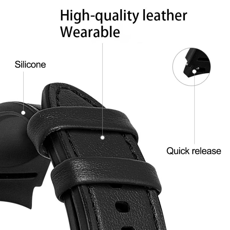 For Samsung Galaxy Watch 4 40mm 20mm Silicone Pasted Leather Watch Band(Dark Brown)