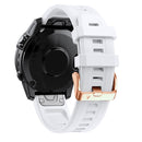 For Garmin Fenix 5S Plus 20mm Rose Gold Buckle Silicone Watch Band(White)