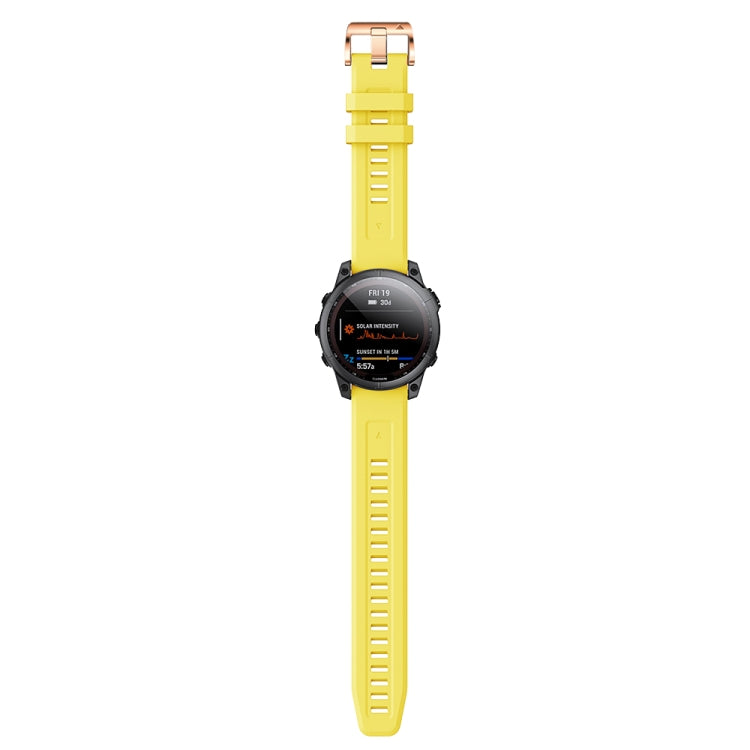 For Garmin Fenix 5S Plus 20mm Rose Gold Buckle Silicone Watch Band(Yellow)