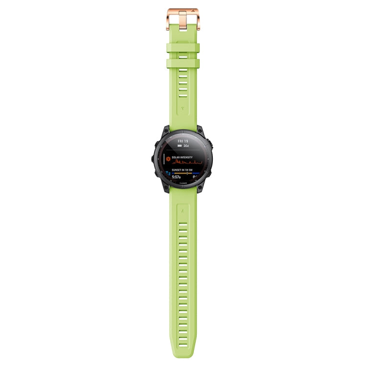 For Garmin Fenix 5S Plus 20mm Rose Gold Buckle Silicone Watch Band(Green)