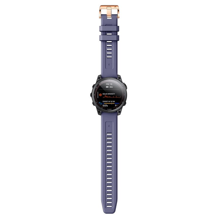 For Garmin Fenix 5S Plus 20mm Rose Gold Buckle Silicone Watch Band(Dark blue)