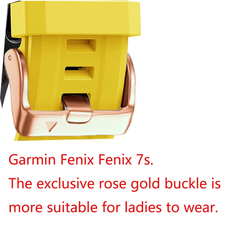 For Garmin Fenix 5S Plus 20mm Rose Gold Buckle Silicone Watch Band(Dark blue)