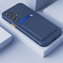 For Samsung Galaxy A13 4G Skin Feel Card Contrast Color Button TPU Phone Case(Dark Blue)