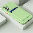 For Samsung Galaxy A13 4G Skin Feel Card Contrast Color Button TPU Phone Case(Matcha Green)