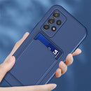 For Samsung Galaxy A13 4G Skin Feel Card Contrast Color Button TPU Phone Case(Dark Blue)