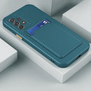 For Samsung Galaxy A33 5G Skin Feel Card Contrast Color Button TPU Phone Case(Dark Green)