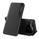 For Xiaomi Poco M4 Pro 4G Side Display Flip Leather Phone Case with Holder(Black)