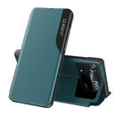 For Xiaomi Poco M4 Pro 4G Side Display Flip Leather Phone Case with Holder(Green)