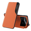 For Xiaomi Poco M4 Pro 4G Side Display Flip Leather Phone Case with Holder(Orange)