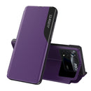 For Xiaomi Poco M4 Pro 4G Side Display Flip Leather Phone Case with Holder(Purple)