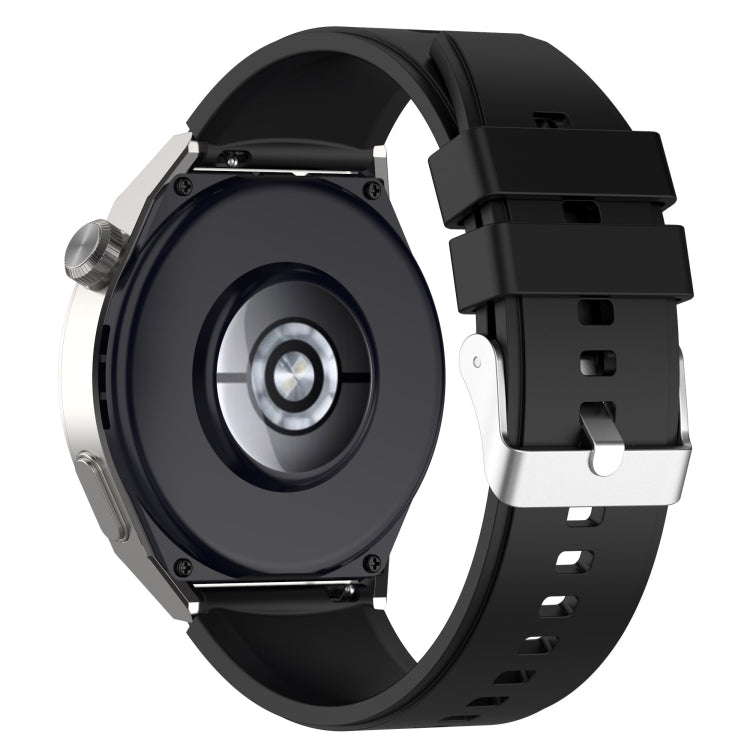 For Huawei Watch GT 3 Pro 46mm 22mm Protruding Head Silver Buckle Silicone Watch Band(Black)
